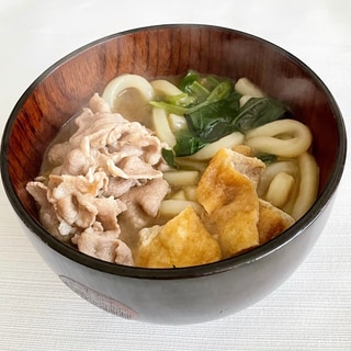 ほうれん草と油揚げの肉うどん